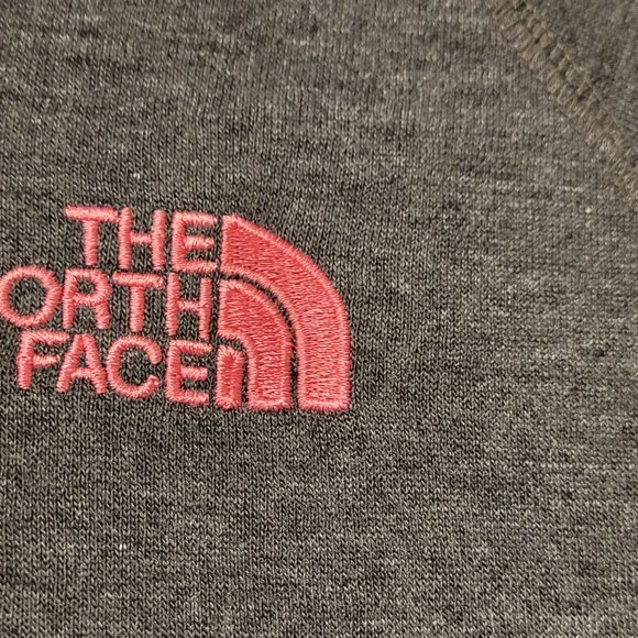 LIKE NEW WOMEN'S THE NORTH FACE HOODIE SWEATSHIRT PULLOVER LARGE GRAY PINK - Picture 2 of 3